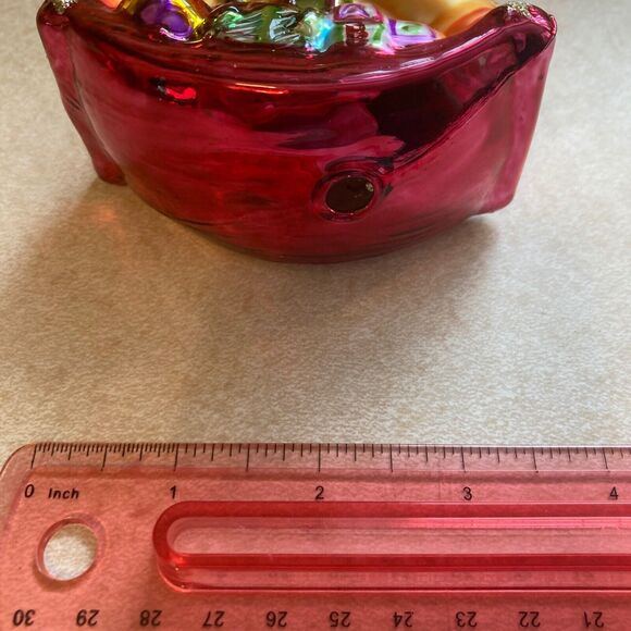 Hand Blown Vintage Ornament Baby on Giraffe with Presents - Picture 3 of 7